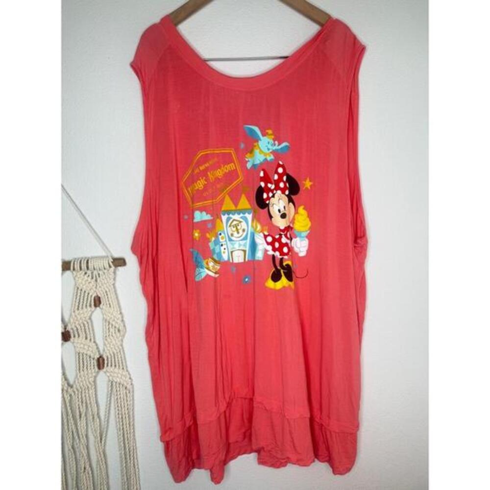 Disney Parks Tank top sz 3X Coral Minnie Mouse Castle Graphic Magic Kingdom zip